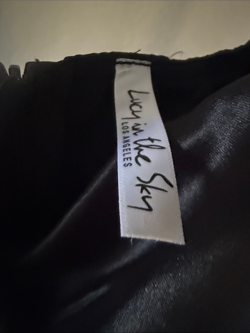 Lucy in the Sky Black Satin Tie-Shoulder Mini Dress Size L - Picture 7 of 7